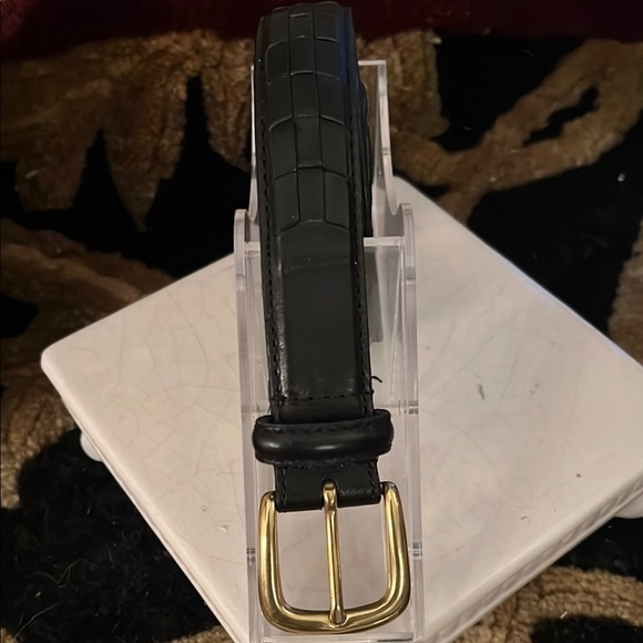 Men’s Black Braided Full Grain Leather Belt Solid Brass Buckle Size 38 - Picture 2 of 12